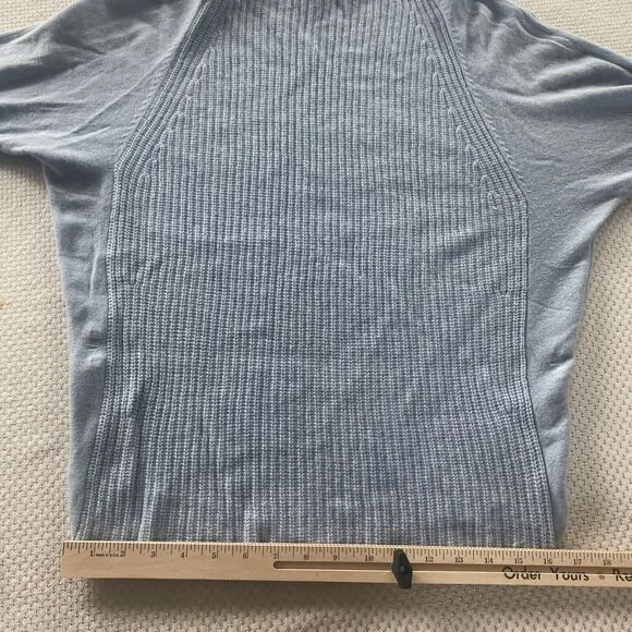 Tahari Sweater Cashmere  Light Blue Mock Neck Pure Luxe Lightweight