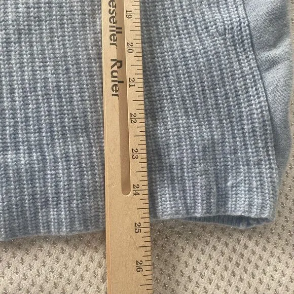 Tahari Sweater Cashmere  Light Blue Mock Neck Pure Luxe Lightweight