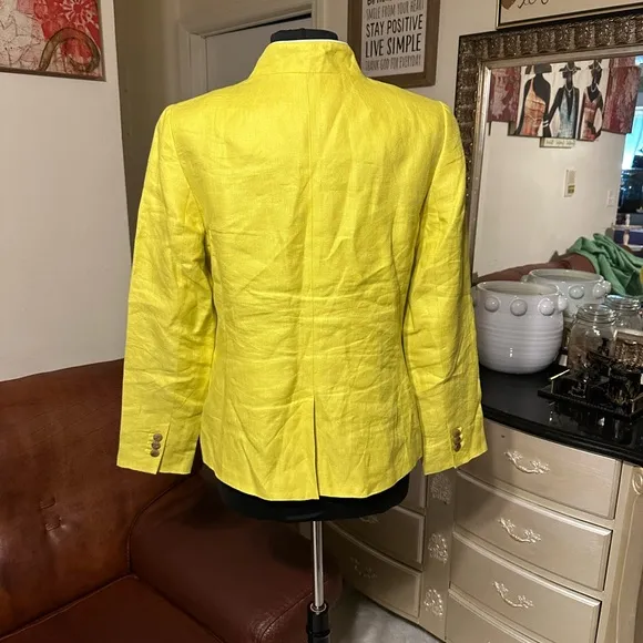 TALBOTS ABERDEEN WOMEN’S GREEN 💯 LINEN BLAZER SIZE 8  IN EXCELLENT CONDITION
