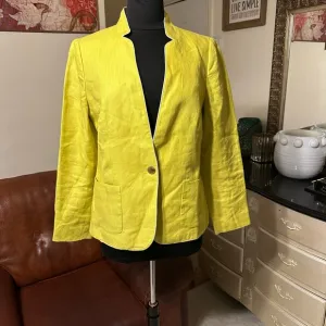 TALBOTS ABERDEEN WOMEN’S GREEN 💯 LINEN BLAZER SIZE 8  IN EXCELLENT CONDITION