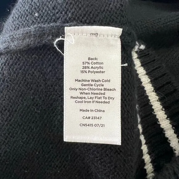 Talbots Black Crewneck knit  Sweater  Spirited Fair Isle lightweight size L