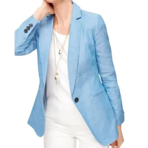 Talbots Blue Classic Linen Blazer Size 14 NWT