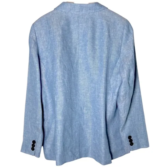 Talbots Blue Classic Linen Blazer Size 14 NWT