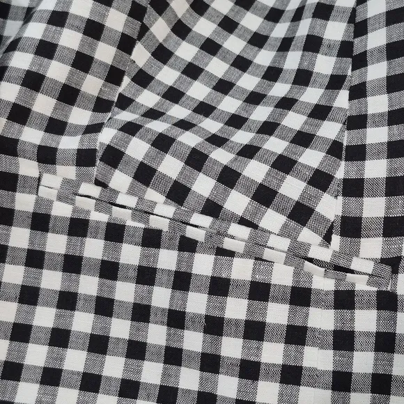 Talbots Classic Blazer Linen / Cotton Blend B&amp;W Gingham NWOT *Flaw - Size 14WP