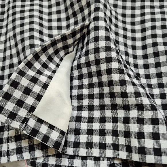 Talbots Classic Blazer Linen / Cotton Blend B&amp;W Gingham NWOT *Flaw - Size 14WP