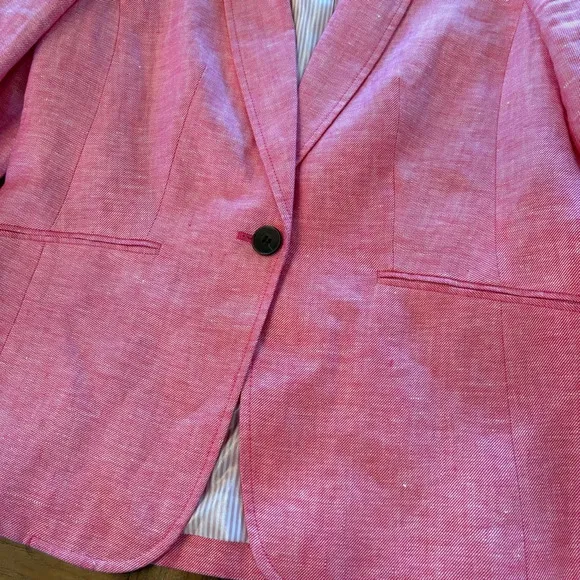 Talbots Classic Linen Blazer, 8P, Pink, Work, Easter,Church, Spring, Chic