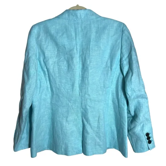 Talbots Long Linen Blazer Aqua, NWT, Size 10P