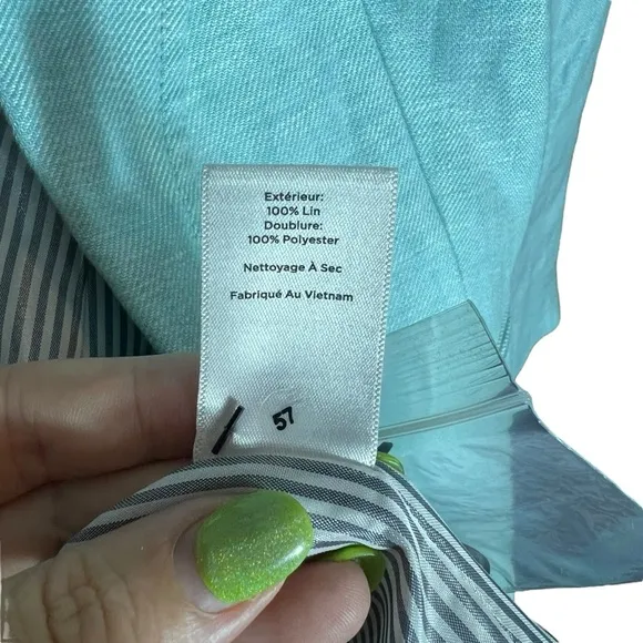 Talbots Long Linen Blazer Aqua, NWT, Size 10P