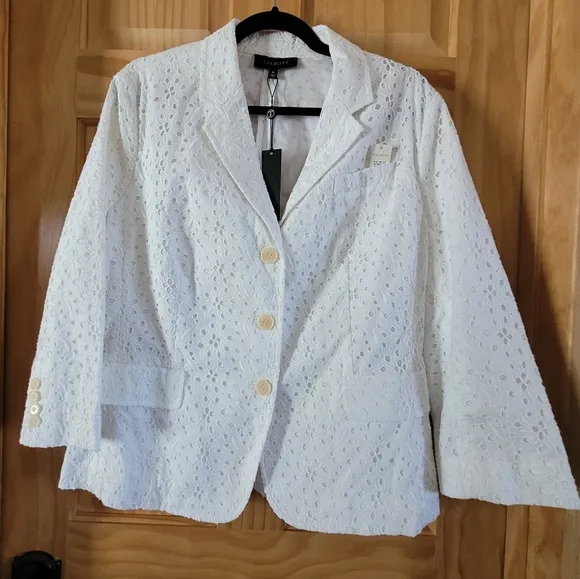 Talbots White Eyelet Cotton Blazer