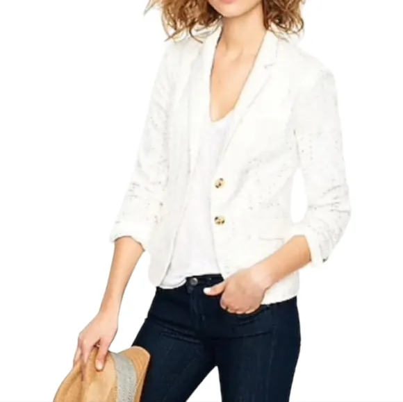Talbots White Eyelet Cotton Blazer