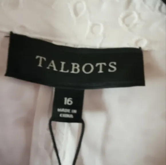 Talbots White Eyelet Cotton Blazer