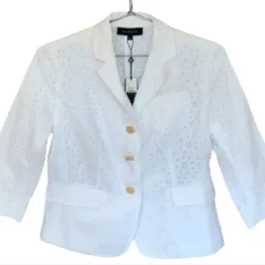 Talbots White Eyelet Cotton Blazer