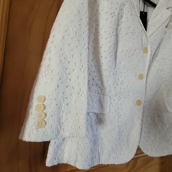 Talbots White Eyelet Cotton Blazer
