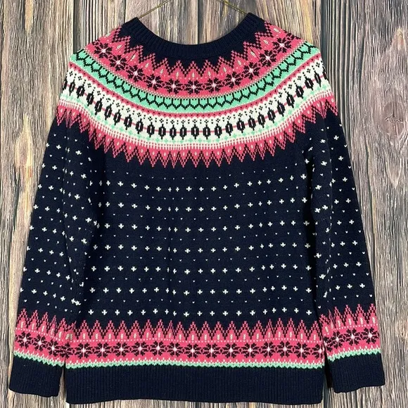 Talbots Womens Medium Lambs Wool Blend Fair Isle Button Front Cardigan size PM