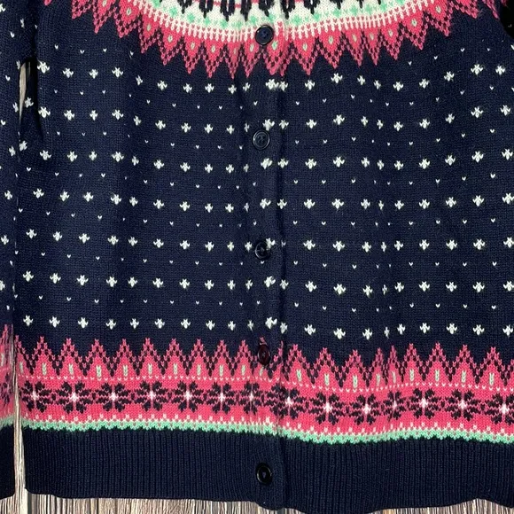Talbots Womens Medium Lambs Wool Blend Fair Isle Button Front Cardigan size PM