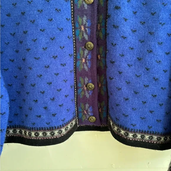 Tally Ho 100% Wool Button Cardigan Vintage Sweater Size Large (see measu…