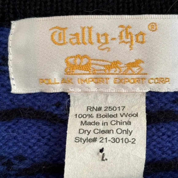 Tally Ho 100% Wool Button Cardigan Vintage Sweater Size Large (see measu…
