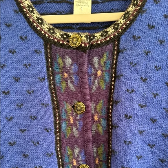 Tally Ho 100% Wool Button Cardigan Vintage Sweater Size Large (see measu…