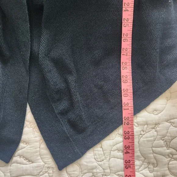Theory 100% Merino Wool Cardigan Size Small Open Front Waterfall Dark Green Top