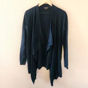 Theory 100% Merino Wool Cardigan Size Small Open Front Waterfall Dark Green Top