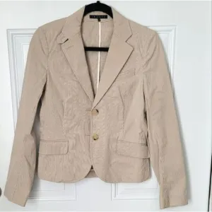 THEORY beige stripe seersucker blazer size 6