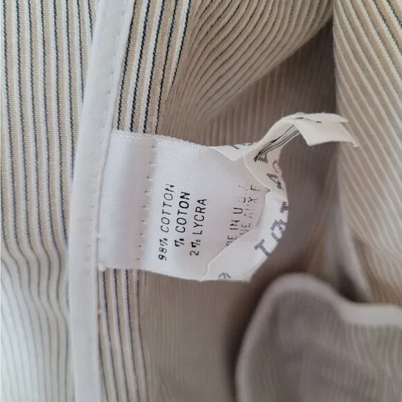 THEORY beige stripe seersucker blazer size 6