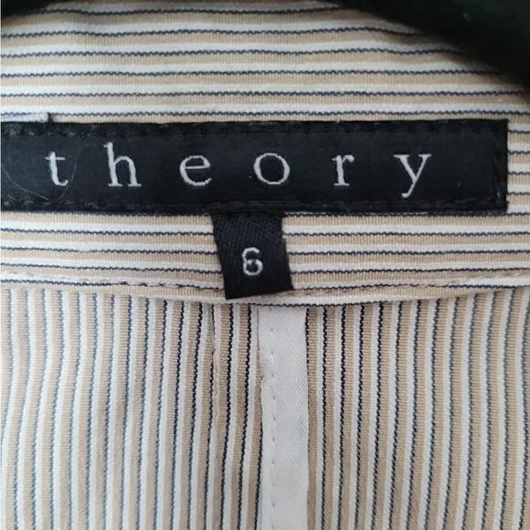 THEORY beige stripe seersucker blazer size 6