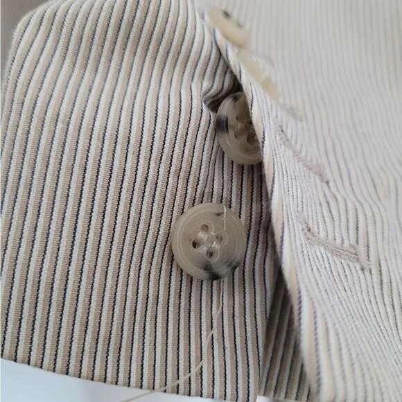 THEORY beige stripe seersucker blazer size 6
