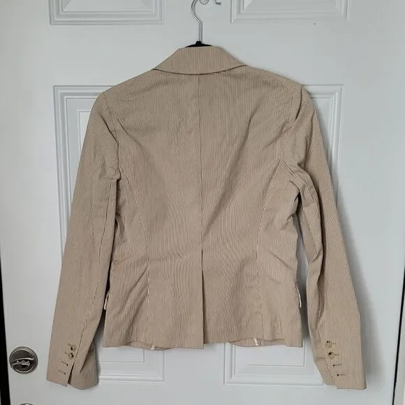 THEORY beige stripe seersucker blazer size 6