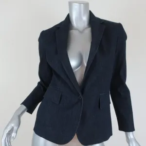 Theory Blazer Current Indigo Stretch Denim Size 4 One-Button Jacket