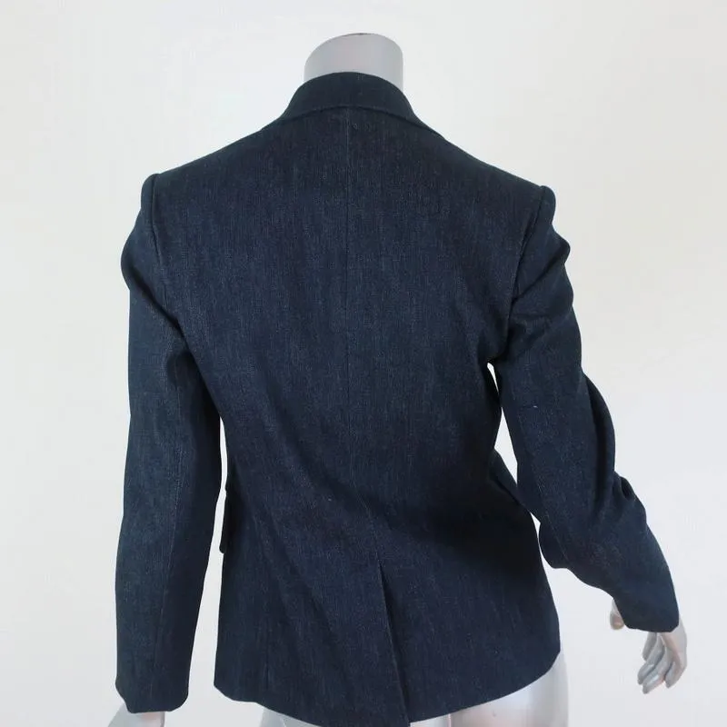Theory Blazer Current Indigo Stretch Denim Size 4 One-Button Jacket