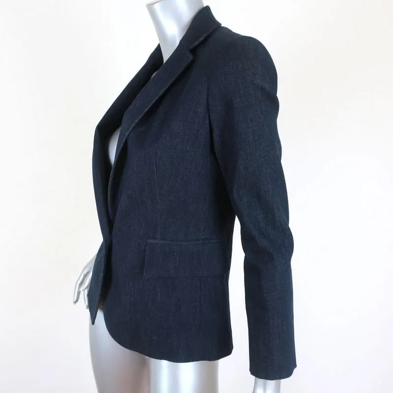 Theory Blazer Current Indigo Stretch Denim Size 4 One-Button Jacket