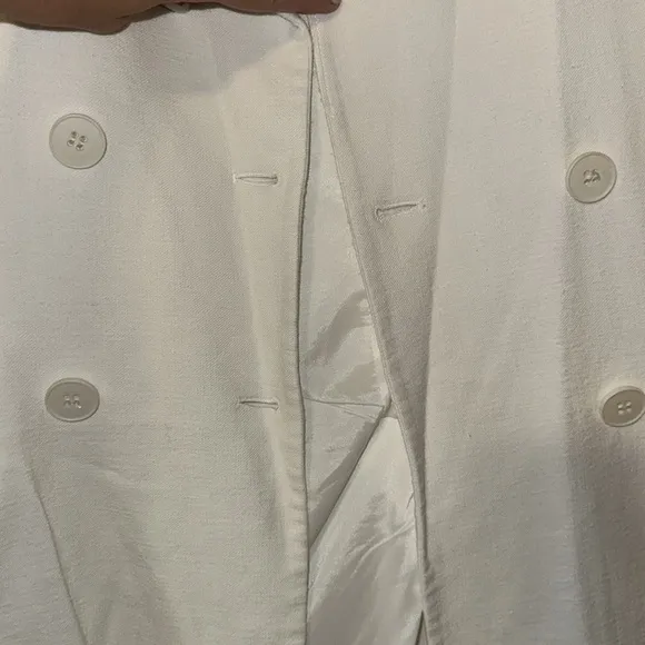 theory womens white linen double button blazer size 2