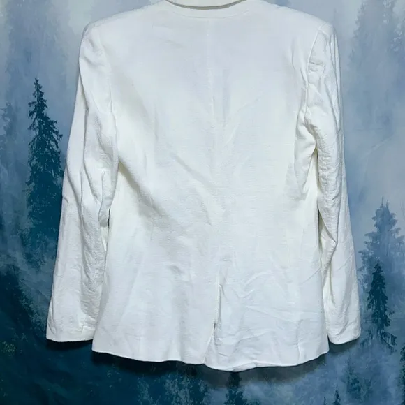 theory womens white linen double button blazer size 2