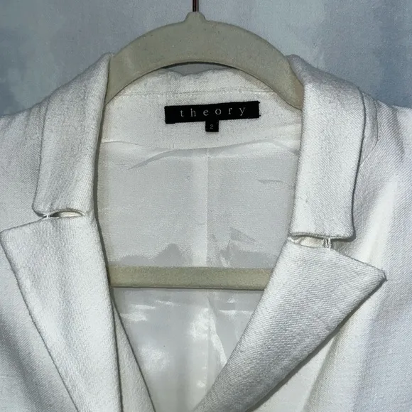theory womens white linen double button blazer size 2