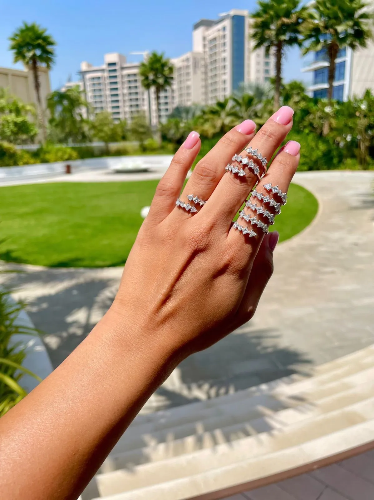 Triple wrap around with trillions and princess ring