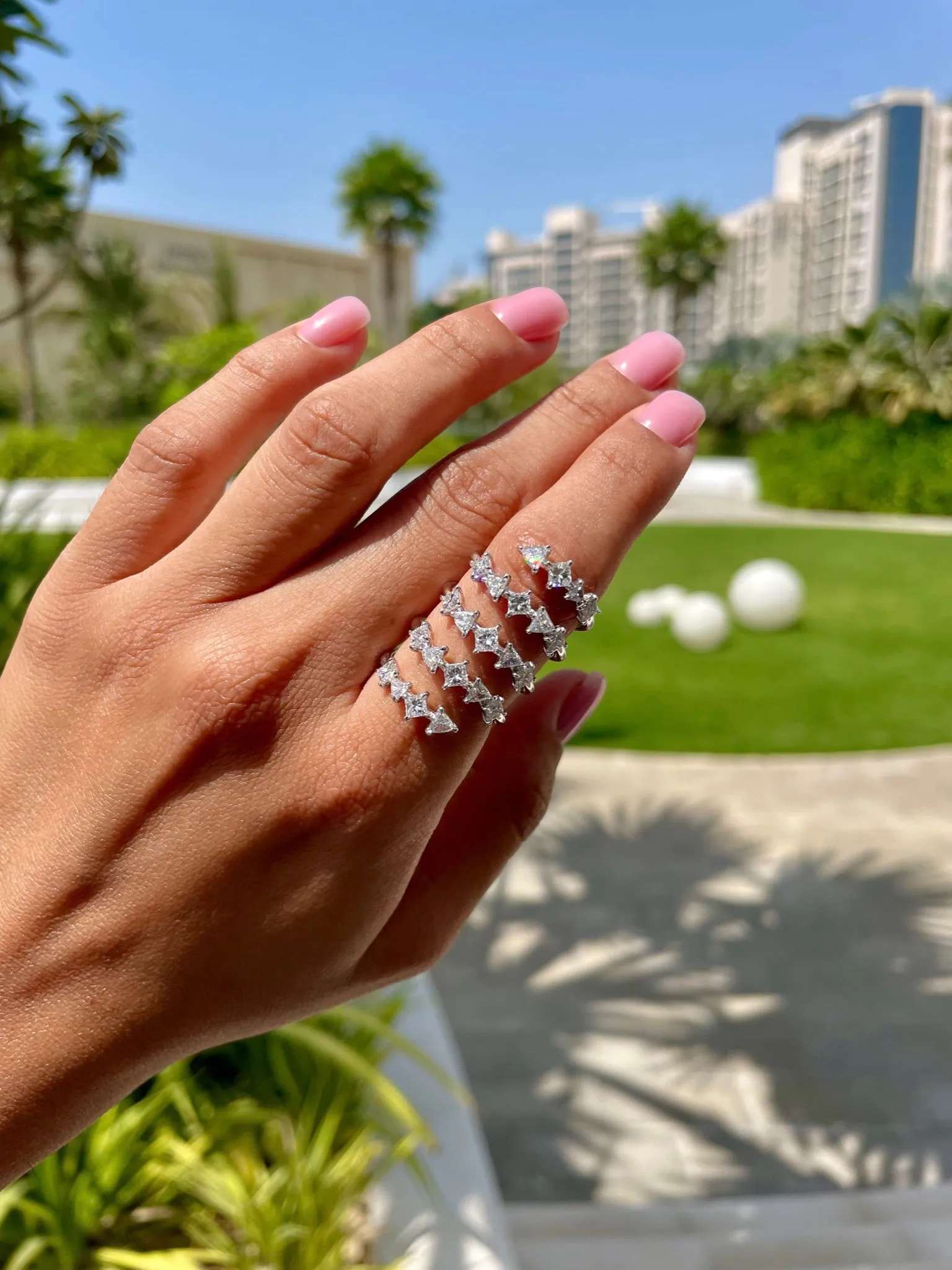 Triple wrap around with trillions and princess ring