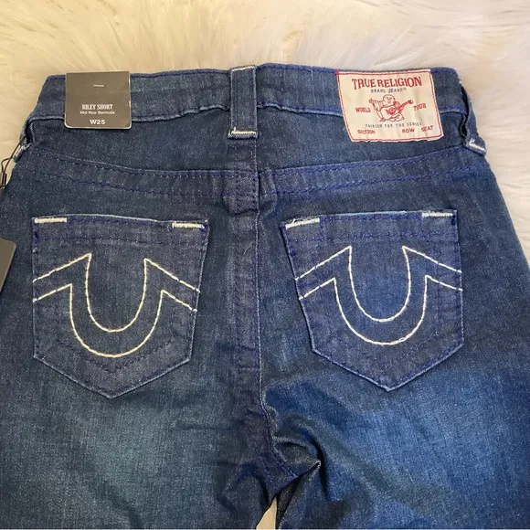True Religion Riley Shorts Mid-Rise Bermuda - NWT - Size 25 - Dark Moonstone
