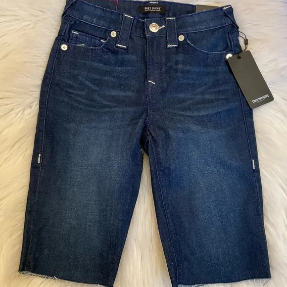 True Religion Riley Shorts Mid-Rise Bermuda - NWT - Size 25 - Dark Moonstone