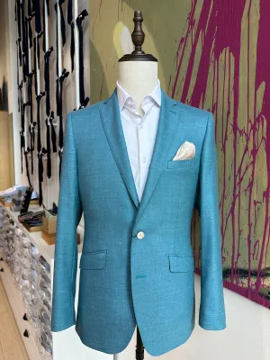 Turquoise Linen Blend Premium Blazer