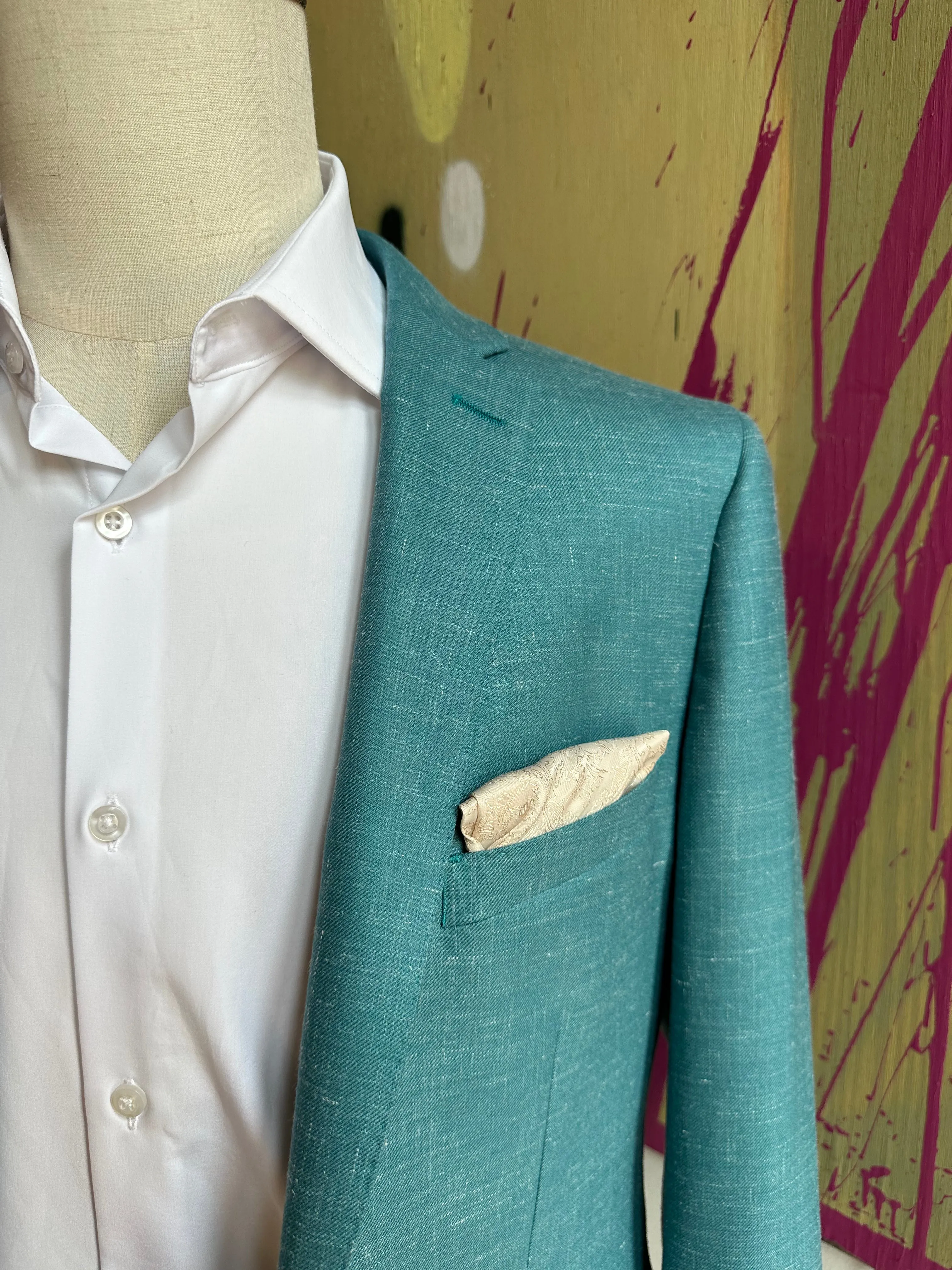 Turquoise Linen Blend Premium Blazer
