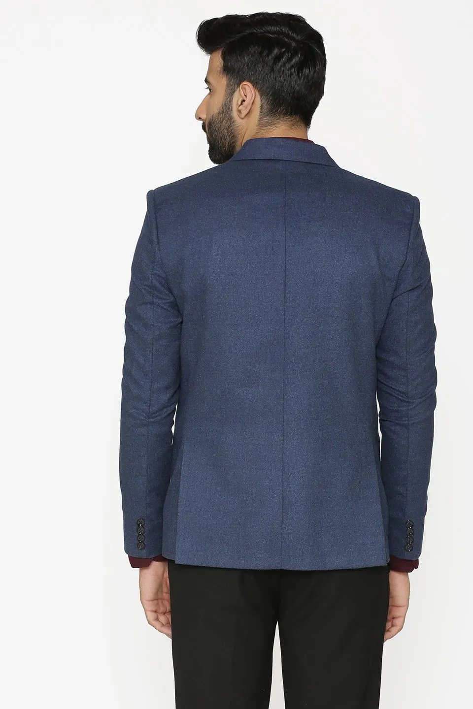 Tweed Wool Blue Blazer Coat Jacket