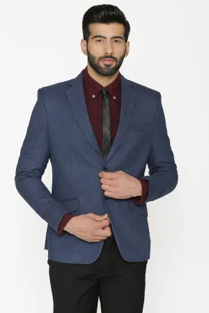 Tweed Wool Blue Blazer Coat Jacket