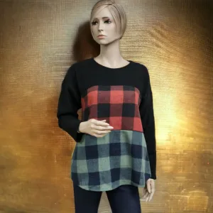 Two Tone Plaid Sweater