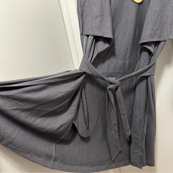 UNDREST Belted Hooded Duster Cardigan Sweater Waterfall Wrap style Sz S gray