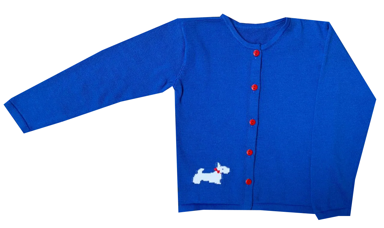 Unisex Cardigan | Blue with Scotty Dog