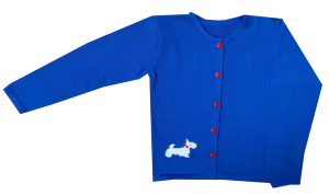 Unisex Cardigan | Blue with Scotty Dog