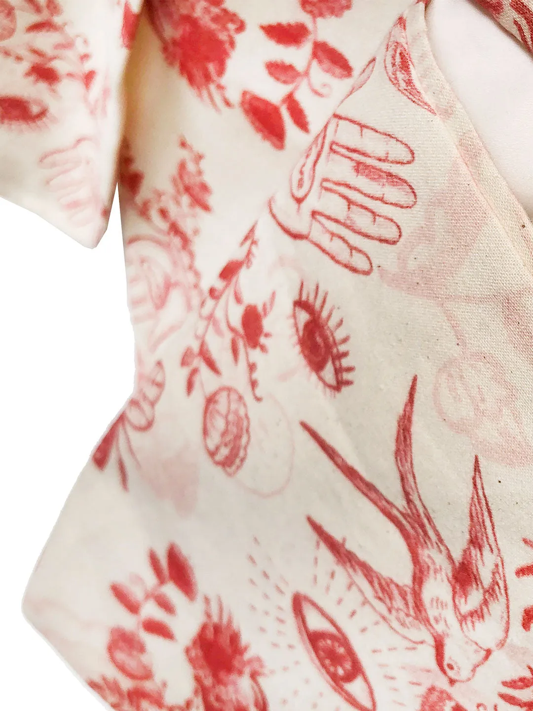 Unlogical Poem Red Illustration Print Cotton Blazer