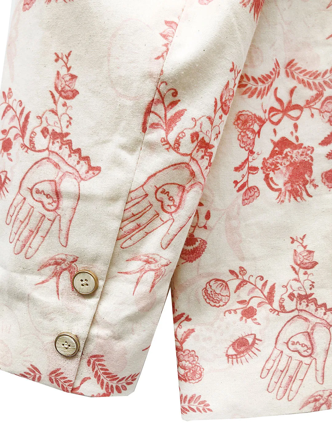 Unlogical Poem Red Illustration Print Cotton Blazer