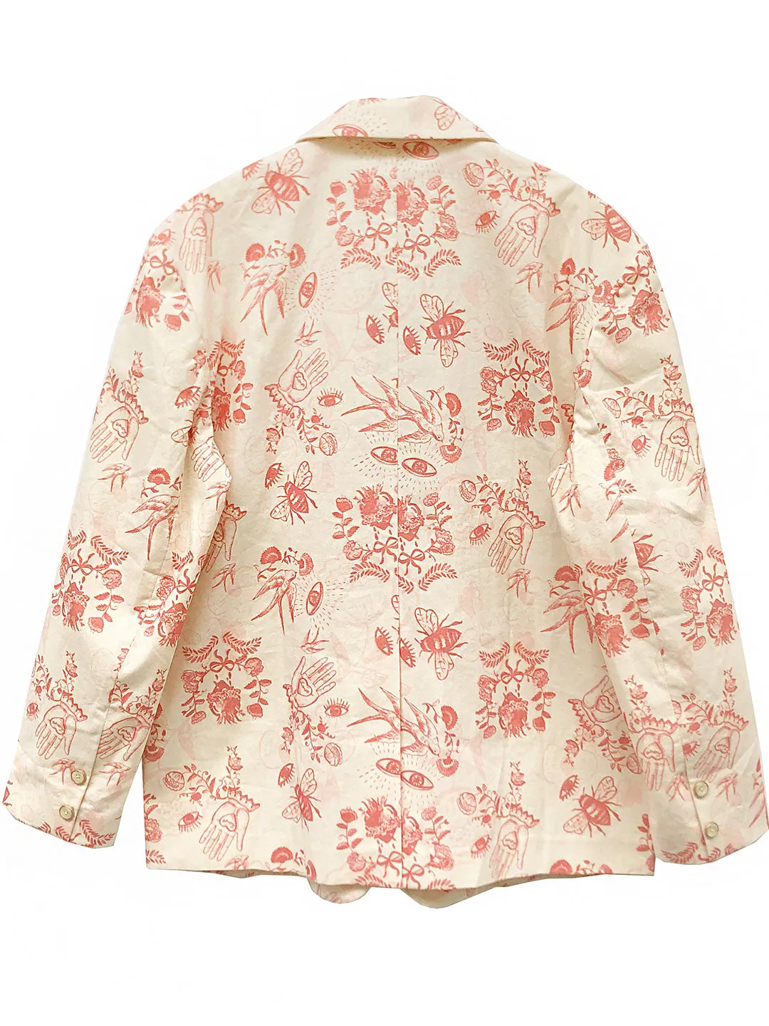 Unlogical Poem Red Illustration Print Cotton Blazer
